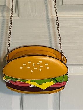 Bam Forever Yellow Burger Novelty Crossbody Bag with Chain Strap